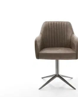 Jedálenské stoličky DELIFE Otočná jedálenská stolička Greg-Flex mikrovlákno taupe vintage podstava grafit 360° otočná hojdacia funkcia vrecková pružina