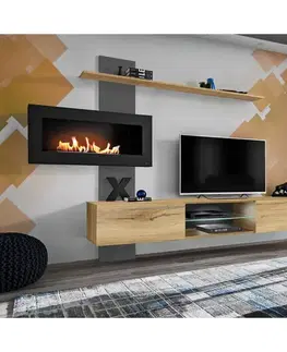 Obývacie steny Obývacia Stena Flame B antracit/dub flagstaff