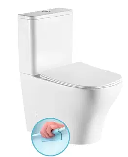 Záchody SAPHO - BELLO RIMLESS WC kombi, spodný/zadný odpad, biela PC103WR
