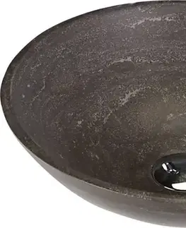 Sanitárna keramika SAPHO - BLOK 1 kamenné umývadlo priemer 40cm, matný tmavý kameň 2401-02