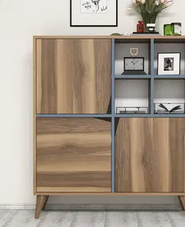 Komody Viacúčelová skrinka Pulse - Walnut, Blue