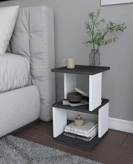 Nočné stolíky Nočný stolík Carter - Anthracite, White