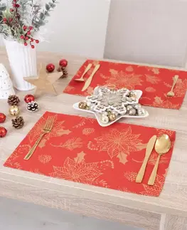 Prestieranie MKLozkoviny.sk Lurexové vianočné prestieranie Slávnostná červená - 30 × 45 cm