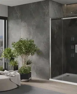 Vane MEXEN/S - Omega sprchovací kút 100 x 100, grafit, chróm + vanička vrátane sifónu 825-100-100-01-40-4010