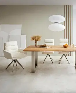 Jedálenské stoly DELIFE Jedálenský stôl Edge 180x90 XL akácia prírodná nerezová oceľ široký Live-Edge