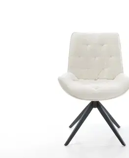 Jedálenské stoličky DELIFE Jedálenská stolička Taimi-Flex bouclé mäkký béžová krížová podstava široká čierna otočný 360° kolísacia funkcia