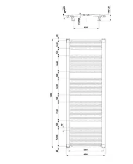 Radiátory do kúpeľne AQUALINE - ORBIT vykurovacie teleso s bočným pripojením 600x1680 biela ILO66T