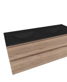 Kúpeľňový nábytok Koupelnová skříňka 2 zásuvková s umyvadlem Naturel Savona 118x53x44,8 cm dub Halifax mat SAVONA2120DHC SAVONA2120DHC