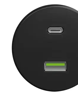 Predlžovacie káble lap - Retro USB zásuvka A+C bez rámika čierna C/USB