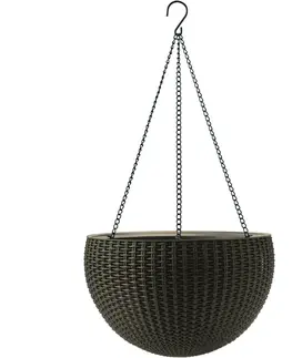 Kvetináče a truhlíky Keter Závesný kvetináč Sphere tmavohnedá, pr. 35 cm