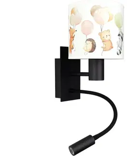 Svietidlá BRILAGI - LED flexibilná lampa BOBO 1xE27/25W/230V + LED/3W čierna/biela/so zvieratkami BG1558+BG5577