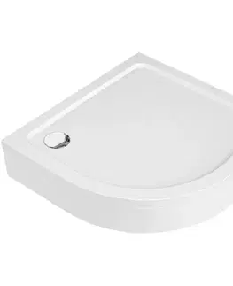 Vane CERANO - Sprchová vanička štvrťkruhová Brio - SMC/minerálny kompozit - štruktúrovaná biela - 90x90x4 + čelný panel + nožičky CER-149065