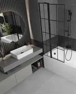 Sprchové dvere MEXEN/S - Vega obdĺžniková vaňa 180 x 80 cm s panelom + vaňová zástena 80, čierna vzor 550118080X9408117077