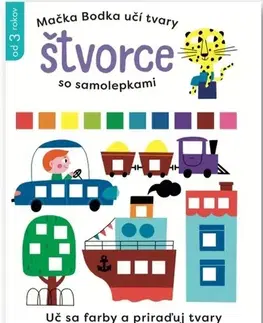 Nalepovačky, vystrihovačky, skladačky Mačka Bodka učí tvary: Štvorce - so samolepkami