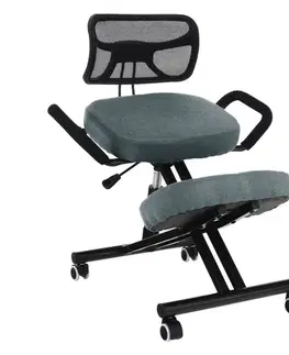 Jedálenské stoličky KONDELA Rufus ergonomická kľakačka na kolieskach sivá / čierna