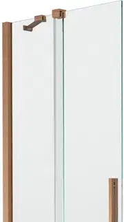 Sprchové dvere MEXEN/S - Velar Dvojkrídlová posuvná vaňová zástena 75 x 150, transparent, kartáčovaná meď 896-075-000-01-65