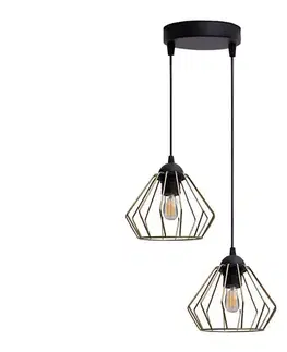 Svietidlá HEXE Luster na lanku CEED GOLD 2xE27/60W/230V pr. 28 cm čierna/zlatá 0725