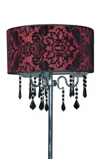 Stojacie lampy Stojaca lampa s červeným zamatovým tienidlom 3x40W Astor