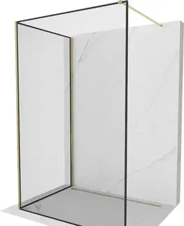 Sprchové dvere MEXEN/S - Kioto Sprchová zástena WALK-IN 120 x 100, čierny vzor, zlatá 800-120-212-50-70-100