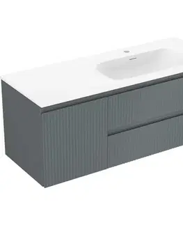 Kúpeľňový nábytok MEXEN/S - Rivel kúpeľňová skrinka 120 cm s umývadlom Vela pravá, 2S, 1D, reliéf, grafit/biela mat 91A23-12047-3-BBFFF66-W23P01