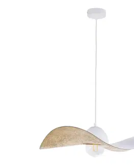 Svietidlá  Luster na lanku KAPELLO 1xE27/60W/230V pr. 55 cm biela/zlatá 32345