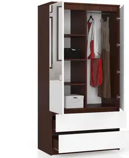 Šatníkové skrine Šatníková skriňa SPACE90, wenge / biela
