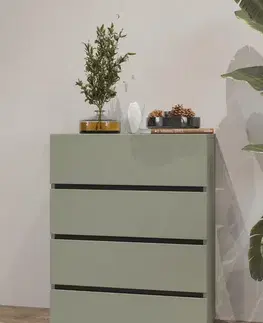 Komody a skrinky BRENDON komoda 4s, zelená borovica / čierna