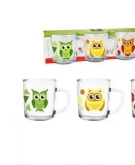Hrnčeky a šálky Kinekus Hrnček detský, sklo 200ml SOVY mix , sada 3ks