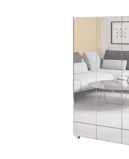 Šatníkové skrine BENNALIA šatníková skriňa 2497JG19, biela/zrkadlo