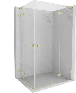 Sprchovacie kúty MEXEN/S - Lunar L Duo sprchový kút dvere krídlové pravá 110 x 100, transparent, zlato kartáčovaná 834L-110P-100L-55-00