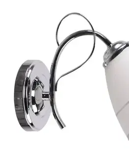 Nástenné svetlá Chrómová nástenná lampa, sklo, biele tienidlo, s vypínačom, Elotte