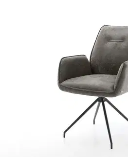 Jedálenské stoličky DELIFE Jedálenská stolička Zoa-Flex mikrovlákno sivá vintage masívna kovová podstava kužeľová čierna vrecková pružina