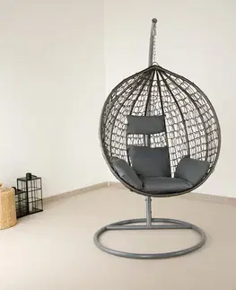 Závesné kreslá KONDELA Nolan New závesné hojdacie kreslo sivá