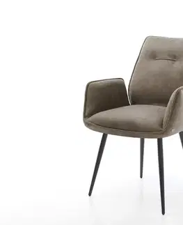 Jedálenské stoličky DELIFE Jedálenská stolička Zoa-Flex mikrovlákno taupe vintage 4-nohá zúžená čierna vrecková pružina