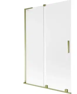 Sprchové dvere MEXEN/S - Velar L dvojkrídlová posuvná vaňová zástena 120 x 150, dekor, zlatá 896-120-003-31-50