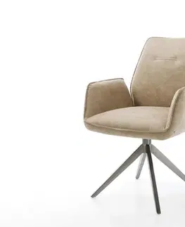 Jedálenské stoličky DELIFE Otočná jedálenská stolička Zoa-Flex mikrovlákno béžová vintage krížová podstava široká grafitová 360° otočná hojdacia funkcia vrecková pružina