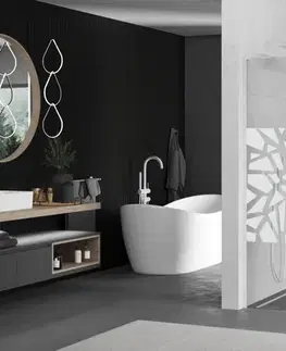 Sprchové dvere MEXEN/S - Kioto L Sprchová zástena WALK-IN 110 x 200, biely vzor, biela 800-110-103-20-85