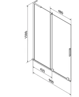 Sprchové dvere MEXEN/S - Velar L dvojkrídlová posuvná vaňová zástena 90 x 150, transparent, chróm 896-090-003-01-01