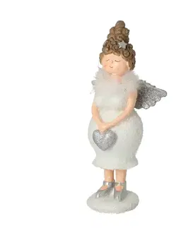 Vianočné dekorácie Figúrka Angel Heart 30 cm silver