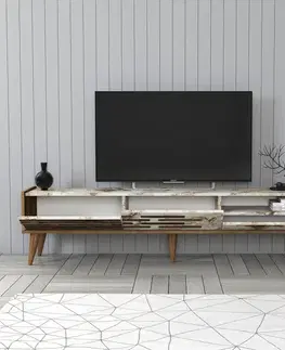 TV stolíky TV stolík Valensiya - Walnut, White, Marble