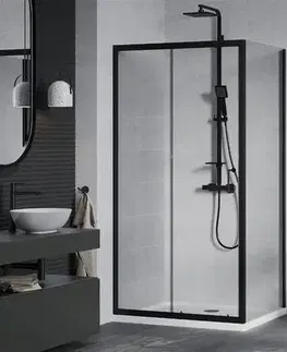 Vane MEXEN/S - Apia Sprchovací kút 90x70, transparent, čierna + vanička so sifónom 840-090-070-70-00-4010B