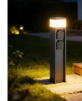 Záhradné lampy BRILAGI -Vonkajšia lampa so 2 zásuvkami SCHUKO PILLAR 1xG9/11W/230V IP44 antracit BRI812