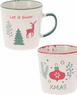Hrnčeky a šálky Súprava 2 kameninových hrnčekov Let It Snow/Xmas 350 ml