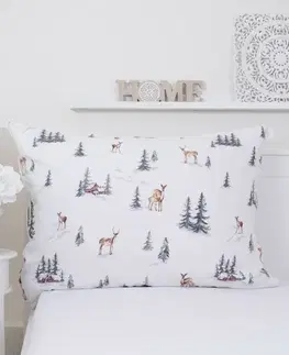 Dekoračné obliečky MKLozkoviny.sk Flanelová obliečka na vankúš 70 x 90 cm - Zimný les-  -