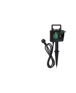Záhradné lampy  PG01 - Vonkajší záhradný stĺpik so zásuvkami IP44 + gumový kábel 1,5 m PG01