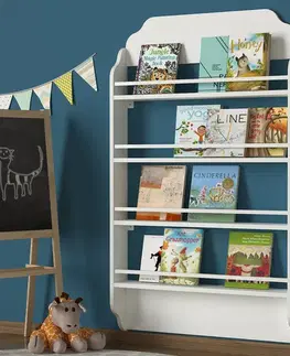 Regály DELUXE MONTESSORI detský regál, biela matná
