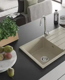 Kuchynské drezy MEXEN MEXEN - Bruno granitový drez 1 s odkvapkávačom 795x495 mm, béžová 6513791010-69
