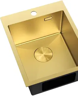 Kuchynské drezy MEXEN MEXEN - Solix oceľový drez 1-bowl 400 x 500 mm, zlatá 6406401000-55