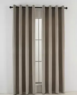 Závesy MKLozkoviny.sk Zamatové zatemňovacie závesy Cesar cappuccino - 140 x 180 cm (2ks) - krúžky