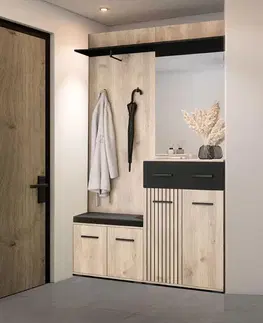 Predsieňové zostavy SAMBRE malá predsieňová zostava, biely dub / čierna